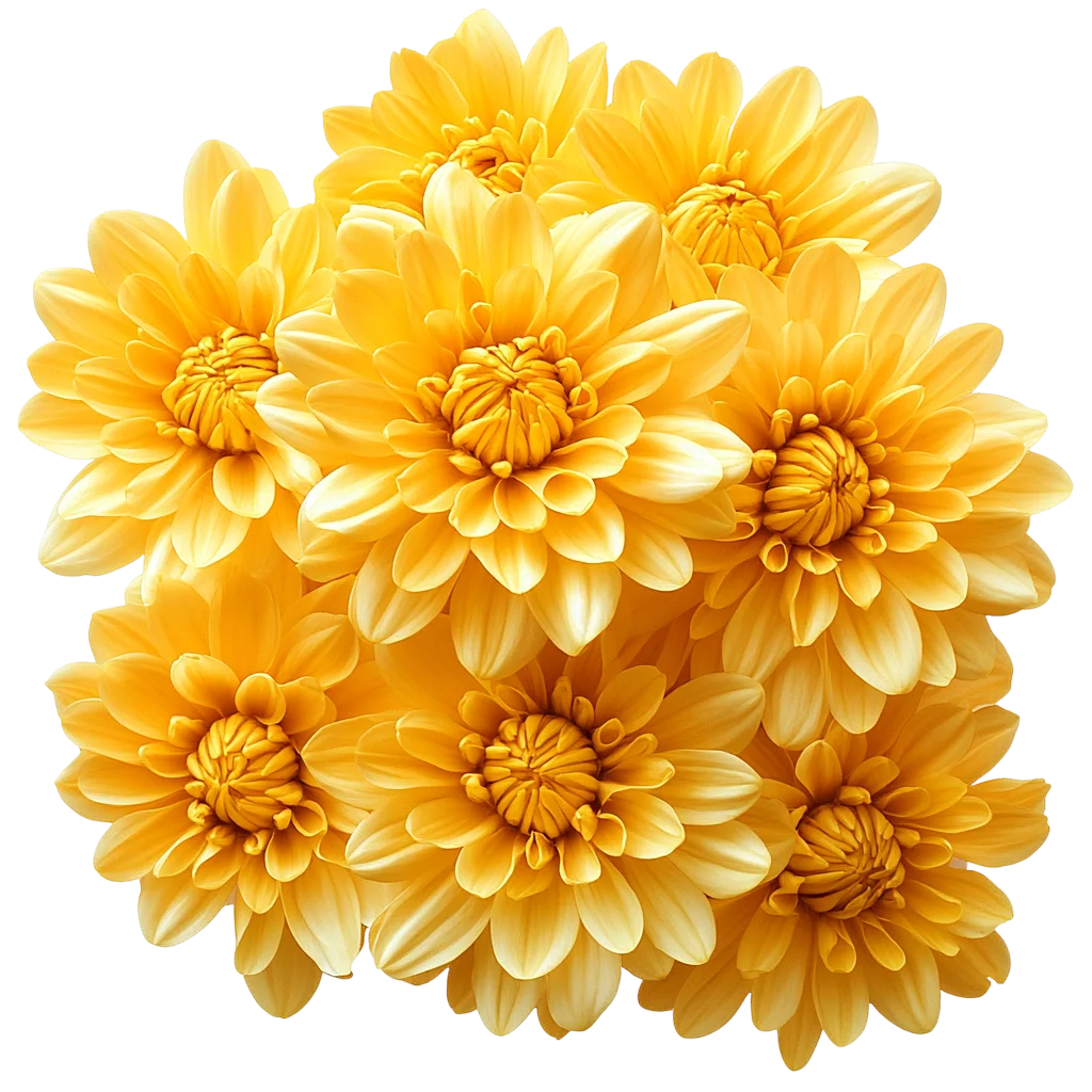 Golden Yellow Dahlia Flower Cluster Free PNG