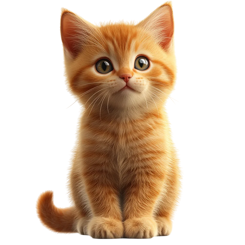 Wide-Eyed Orange Tabby Kitten Sitting | Free PNG