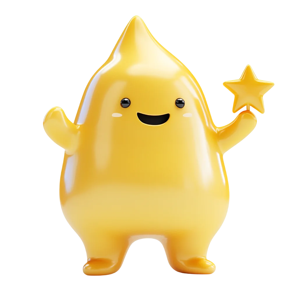 Cute Yellow Mascot Holding a Star | Free PNG