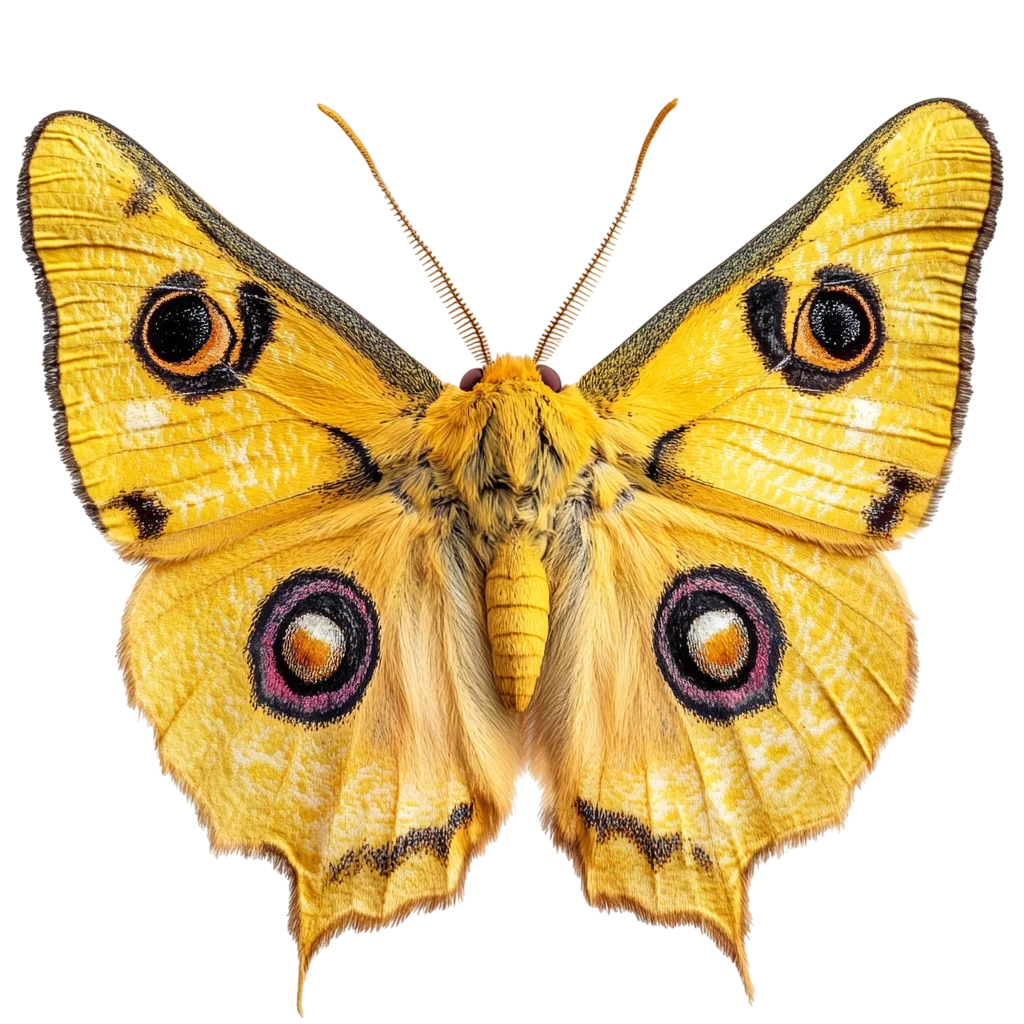 Golden Yellow Moth with Eyespots Free PNG