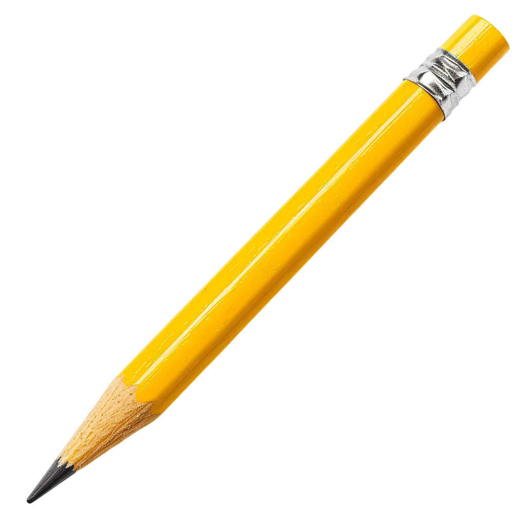 Yellow Pencil with Matching Eraser Free PNG