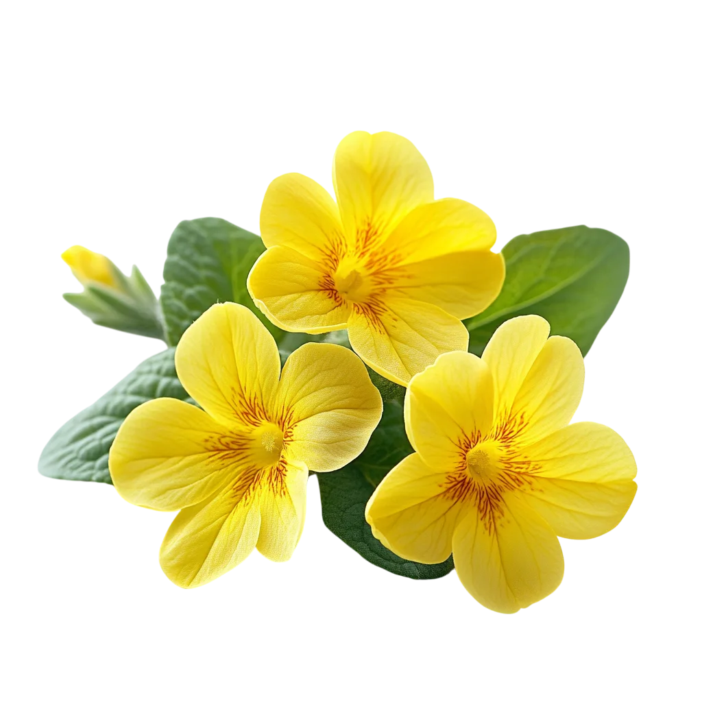 Yellow Pansy Flowers with Green Leaves - Free PNG