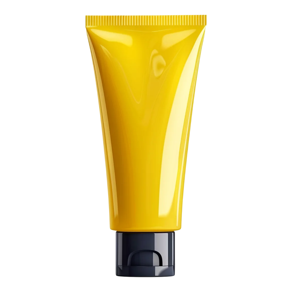 Blank Yellow Cosmetic Tube with Dark Cap Free PNG