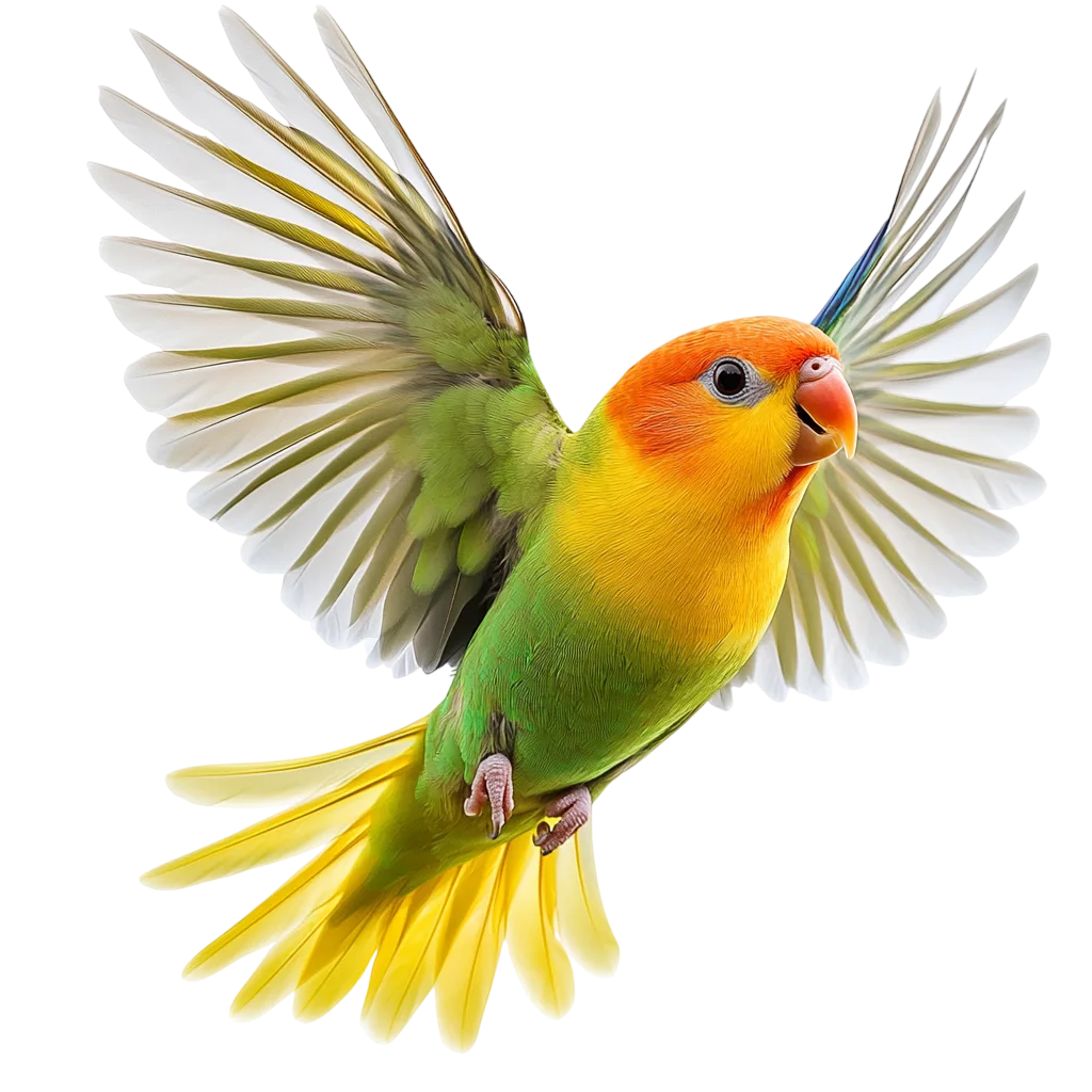 Colorful Lovebird Flying with Wings Spread – Free PNG