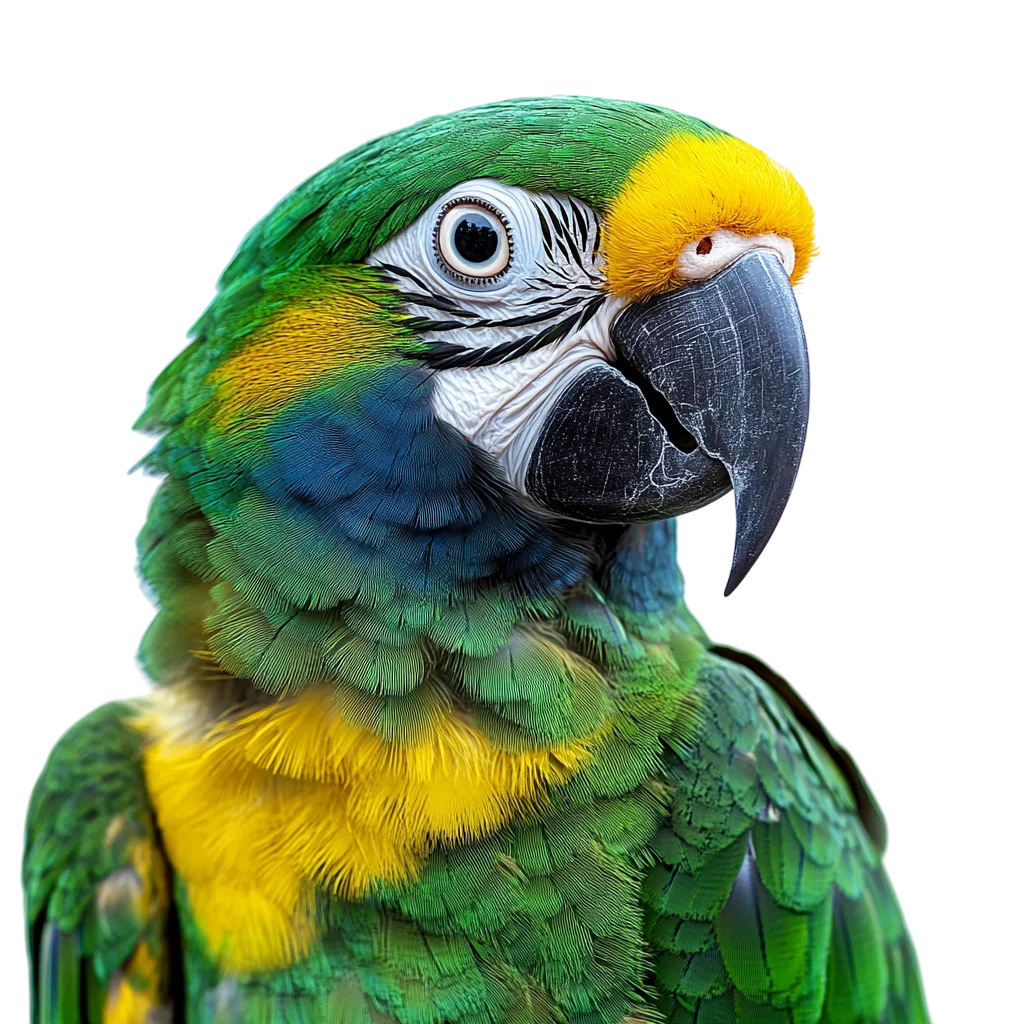 Colorful Green and Yellow Macaw Portrait Free PNG