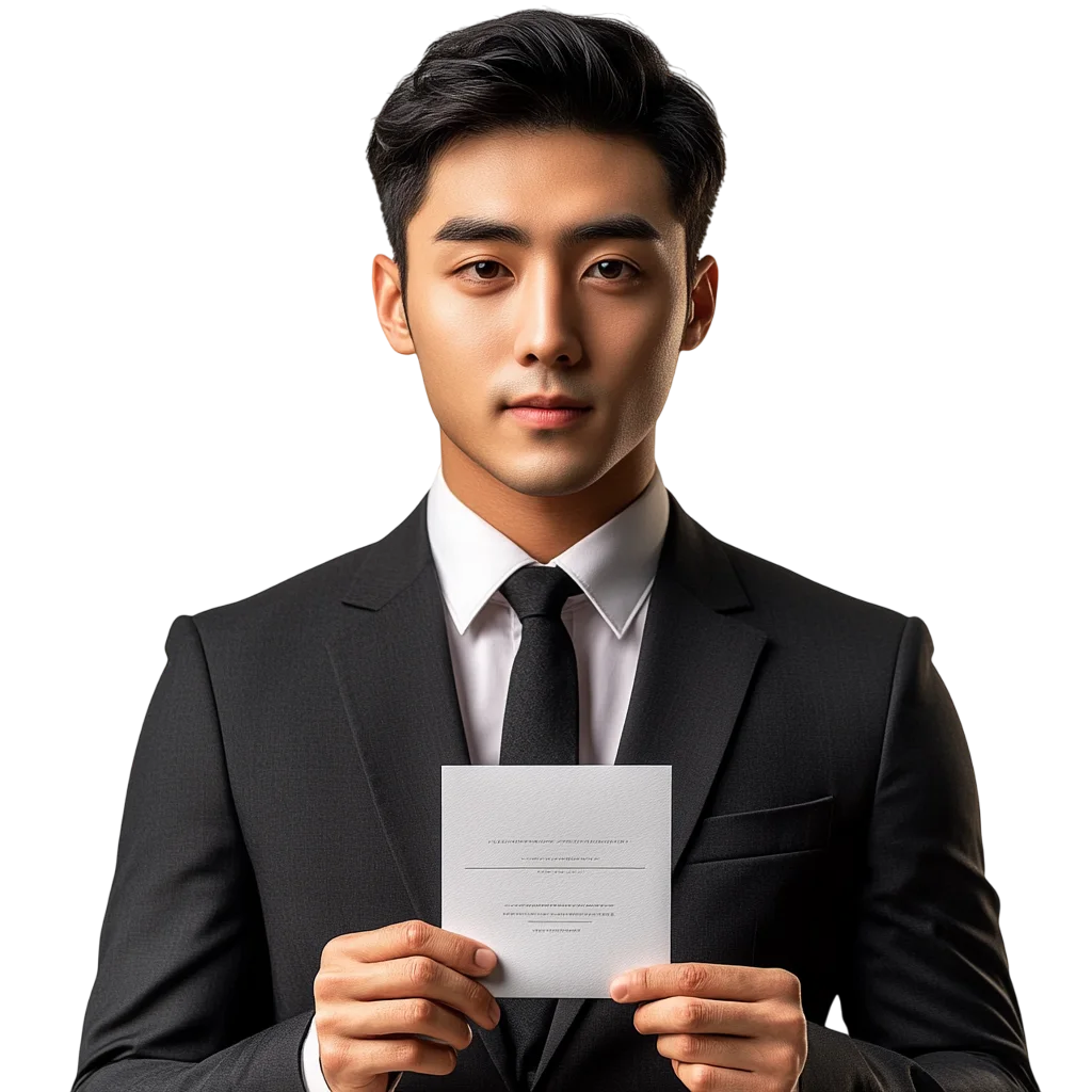 Businessman Holding a White Card | Free PNG