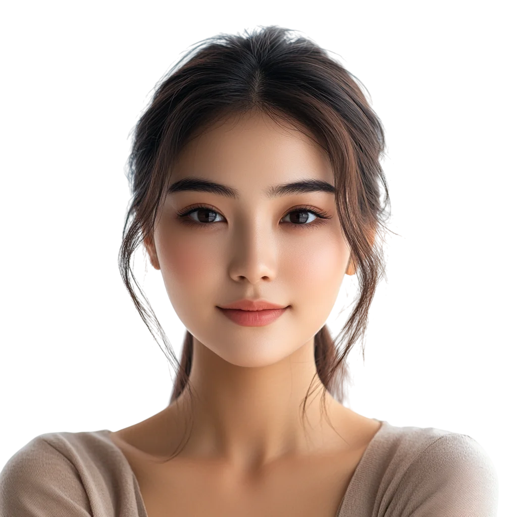 Young Woman Portrait with Dark Hair – Free PNG