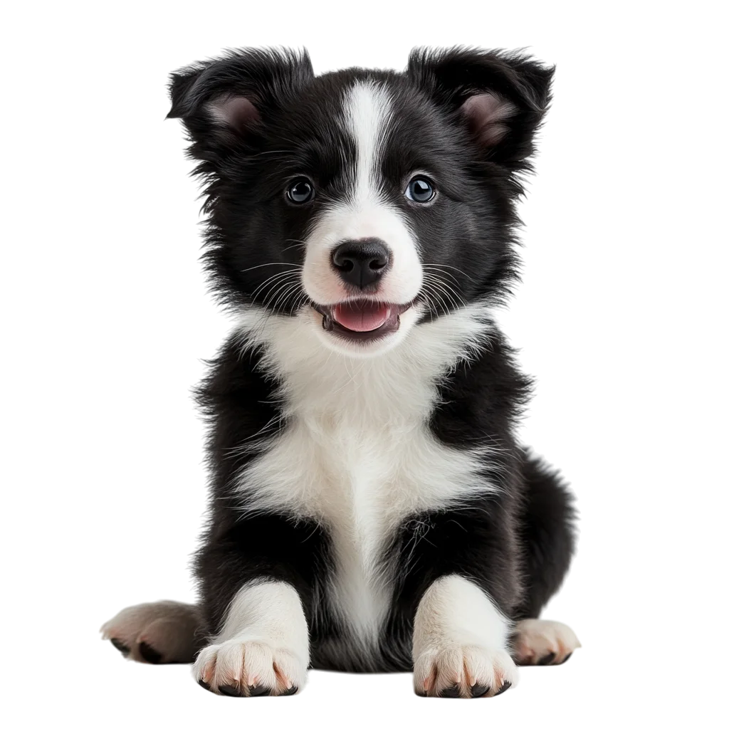 Black and White Border Collie Puppy – Free PNG
