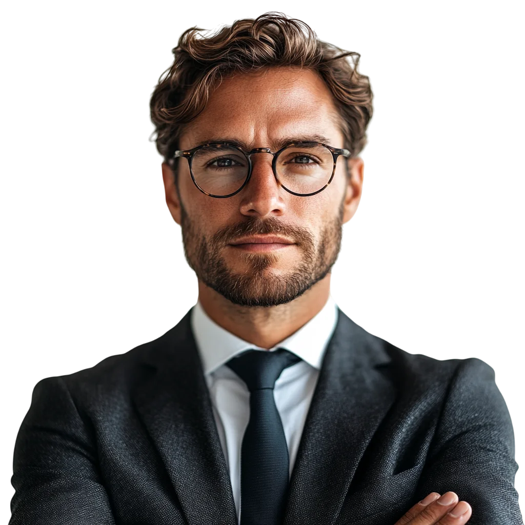 Handsome Confident Businessman with Glasses Free PNG
