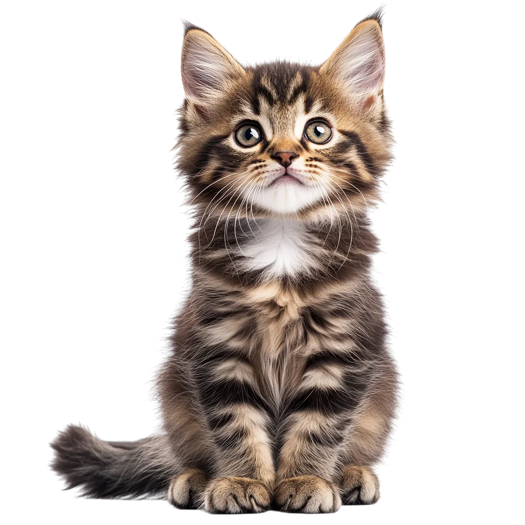Cute Fluffy Tabby Kitten Sitting Upright Free PNG
