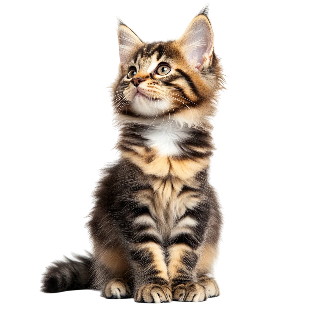 Adorable Striped Tabby Kitten Sitting Curious Free PNG