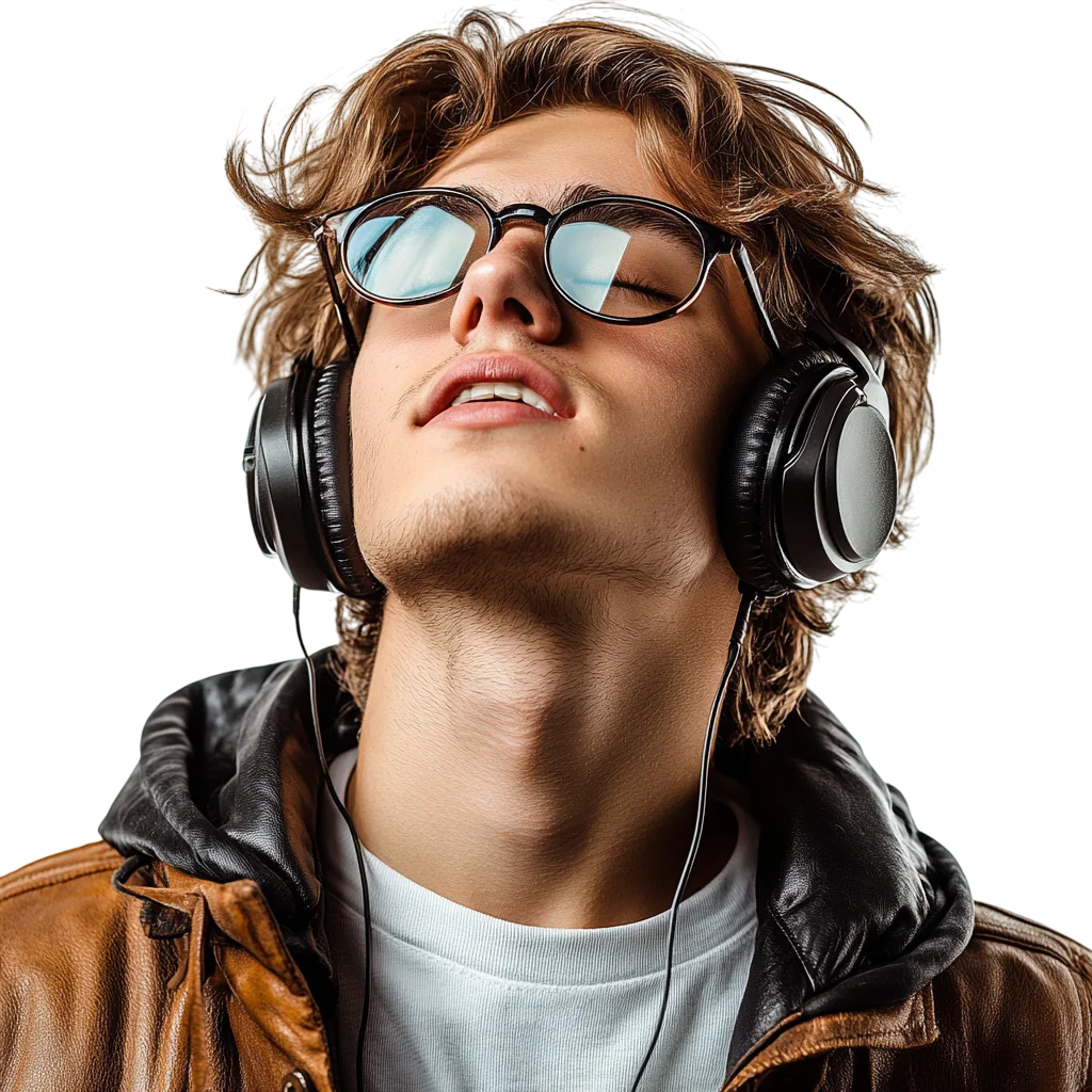 Cool Young Man with Sunglasses and Headphones Free PNG