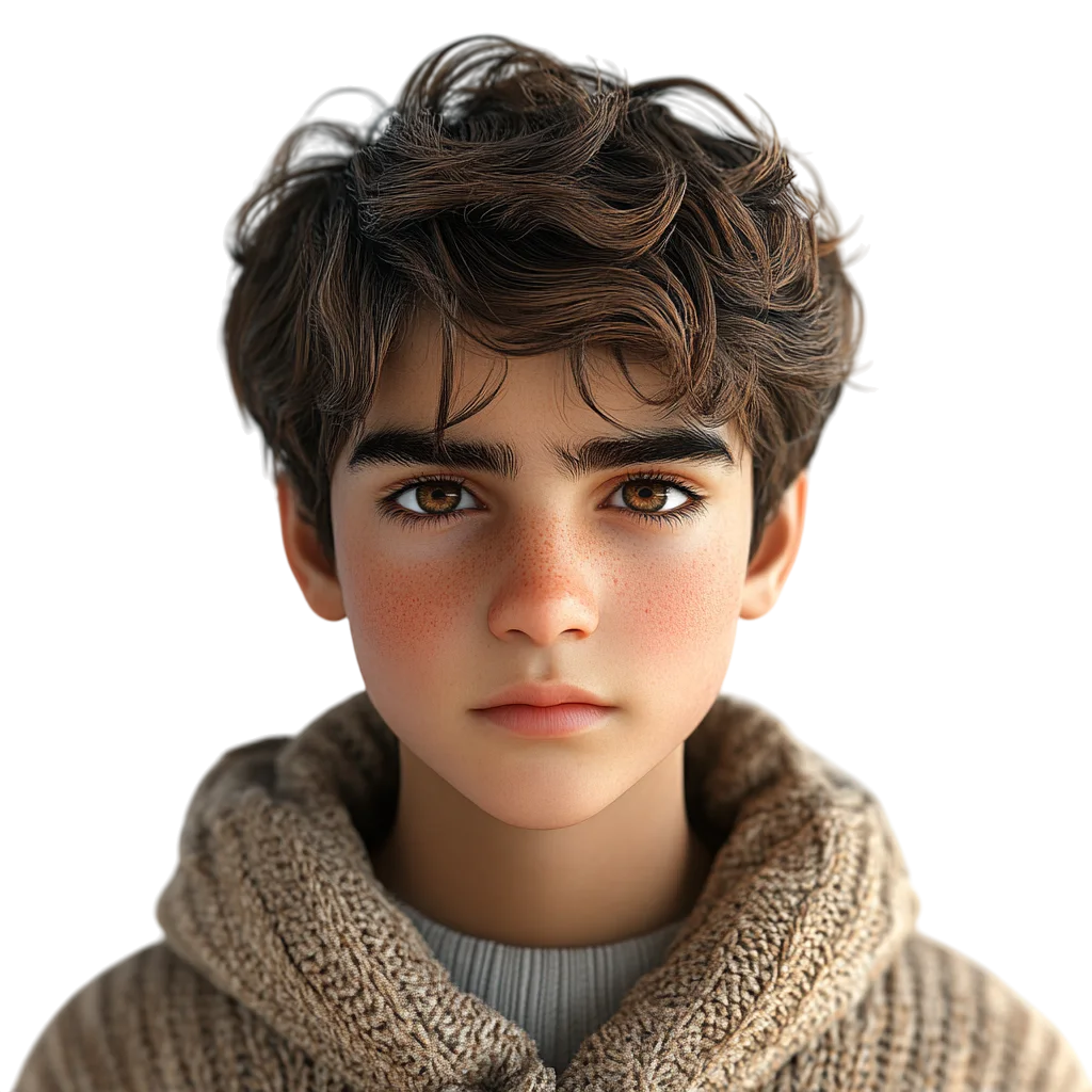 Freckled Boy in Knit Sweater Portrait - Free PNG