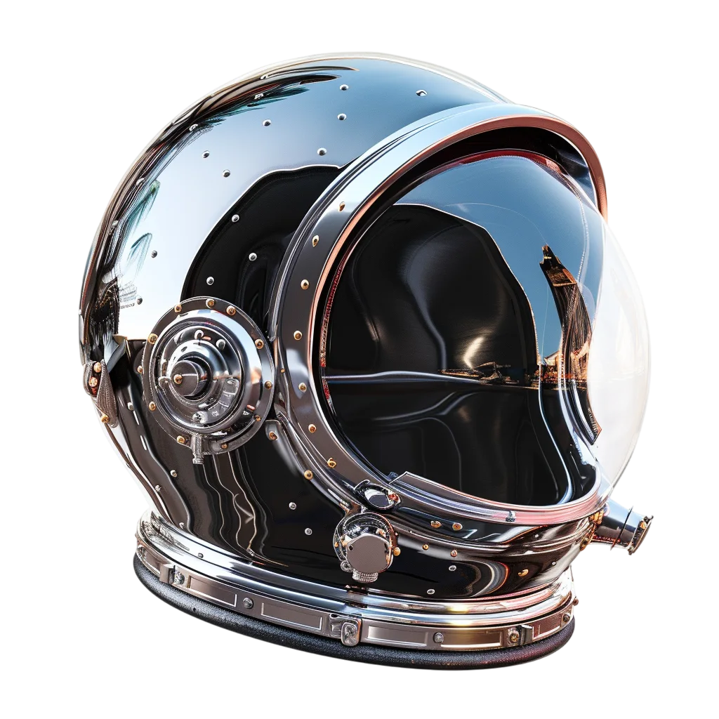 Futuristic Metallic Chrome Space Helmet Free PNG
