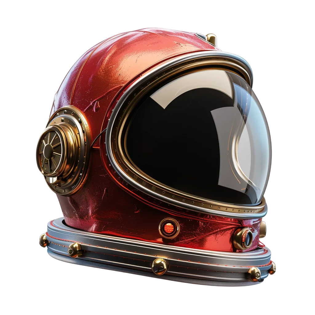 Vintage Red Metallic Astronaut Helmet Free PNG