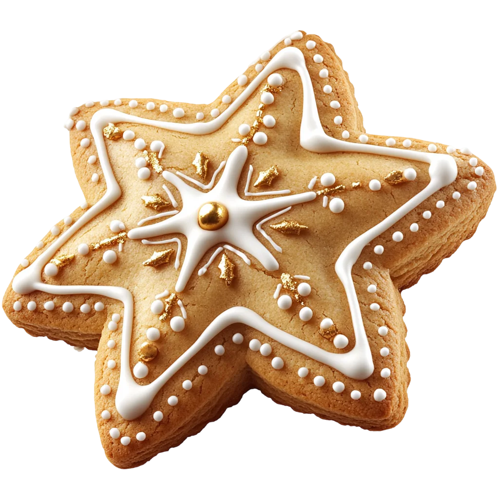 Glazed Holiday Gingerbread Star Cookie Free PNG