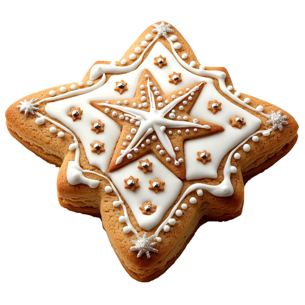 Frosted Gingerbread Star Cookie Ornament Free PNG