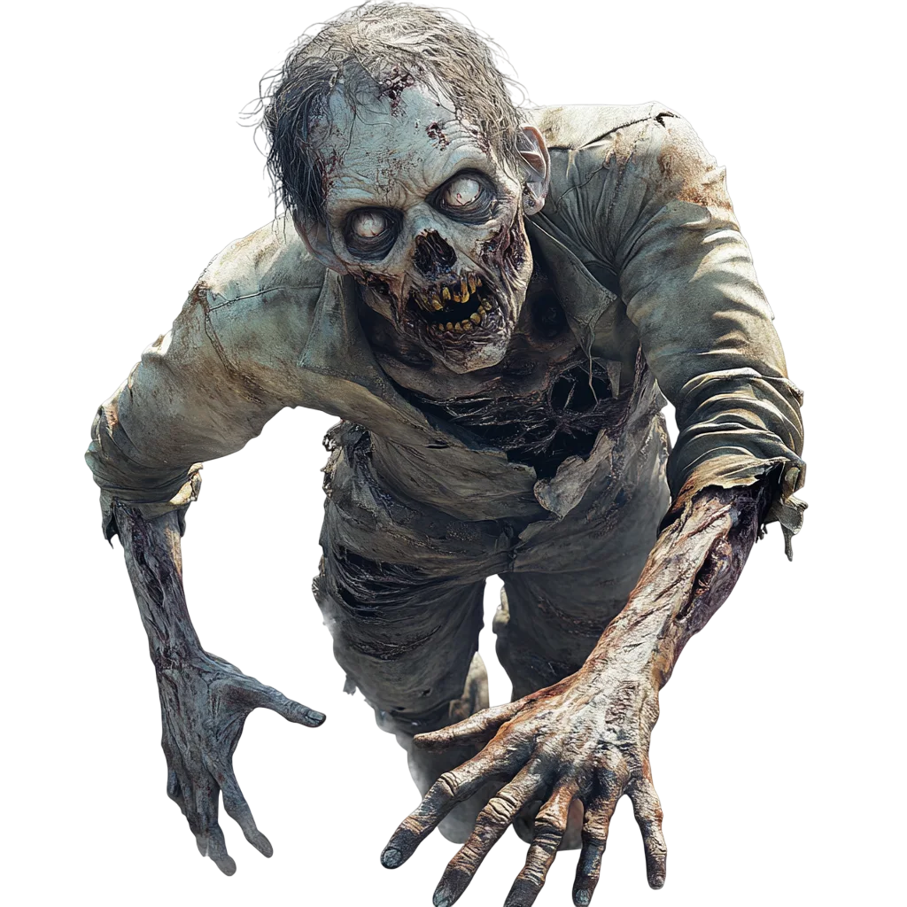 Terrifying Zombie Reaching Forward Free PNG