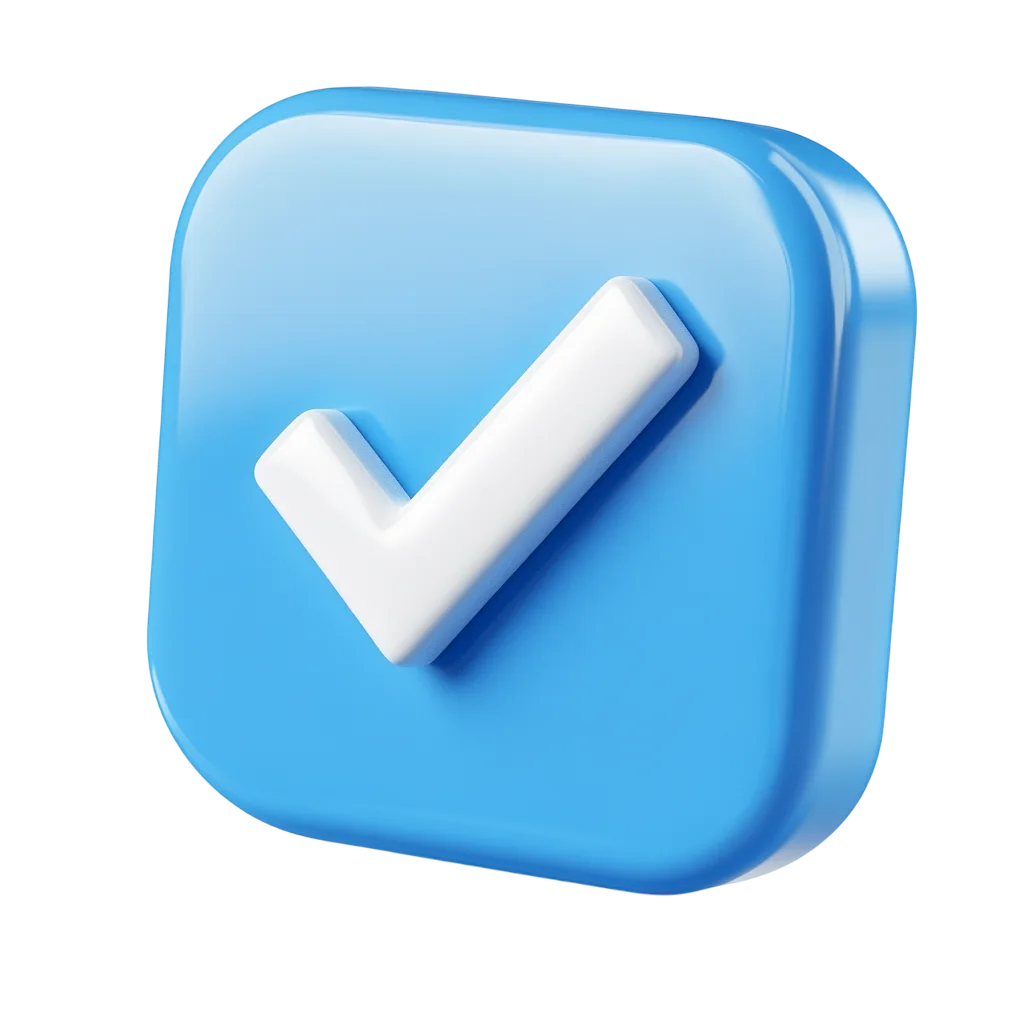 Glossy Blue Checkmark Icon Button Free PNG