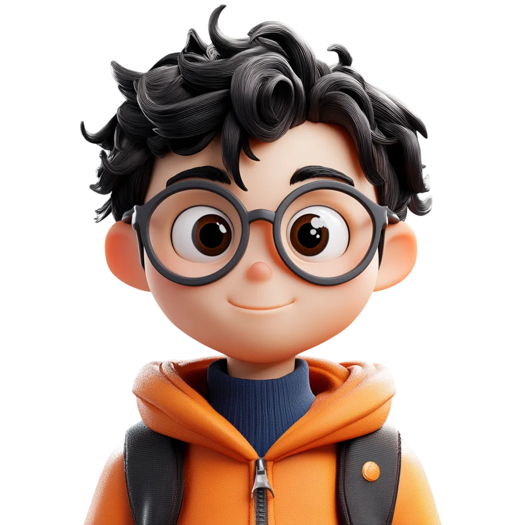 Cute Cartoon Boy with Glasses and Backpack Free PNG