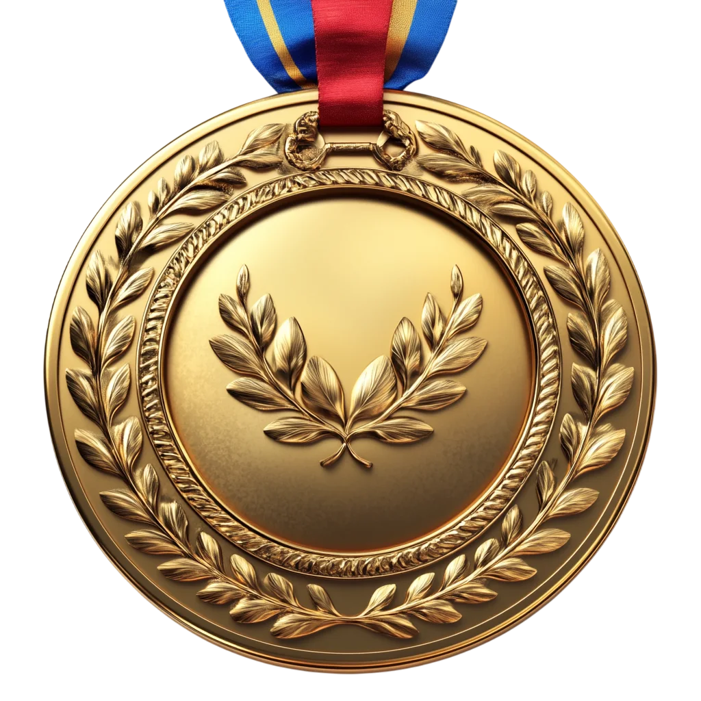 Gold Champion Laurel Wreath Medal Free PNG