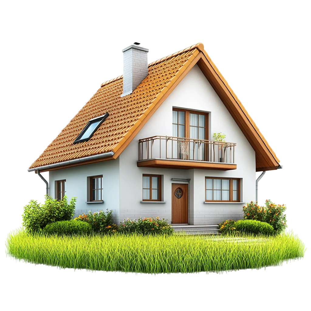 Charming Two Story Cottage with Lawn Free PNG