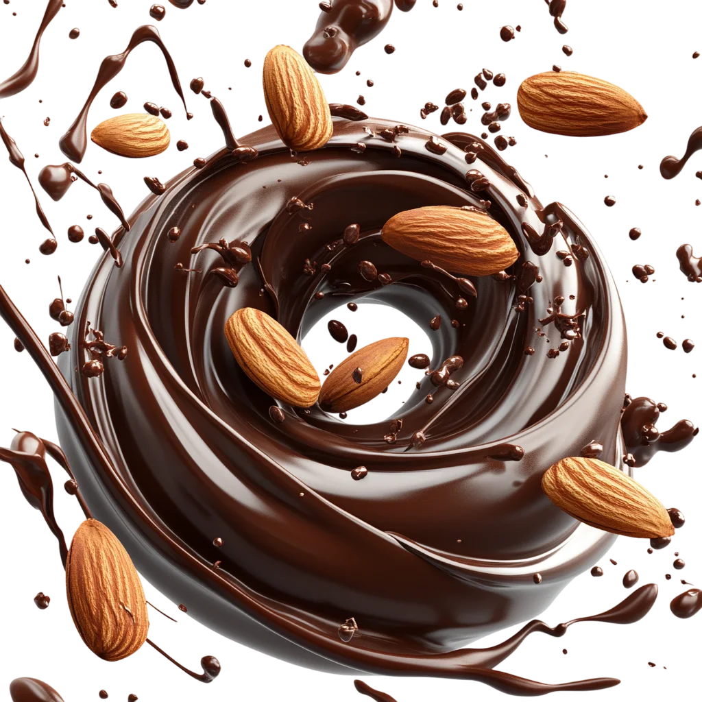 Swirling Melted Chocolate with Crunchy Almonds Free PNG
