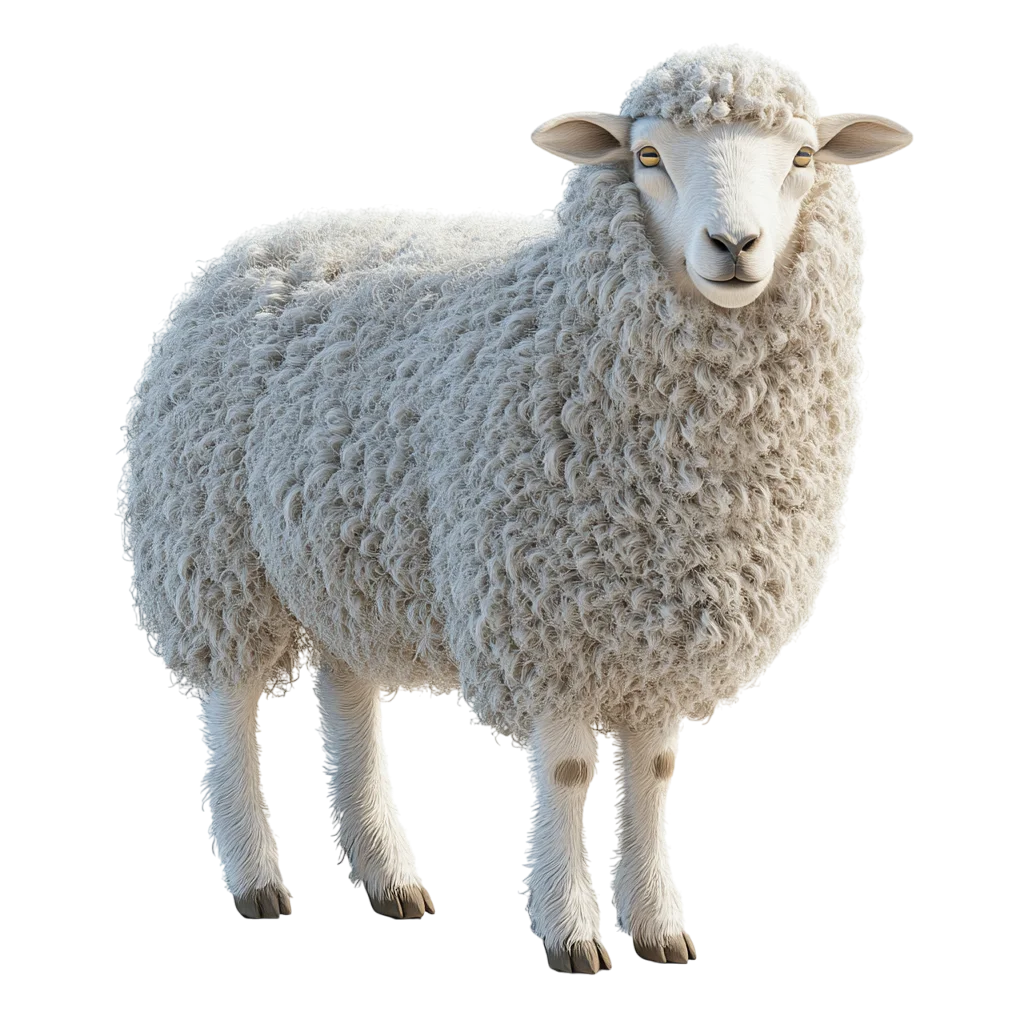 Woolly Domestic Sheep Standing Profile Free PNG