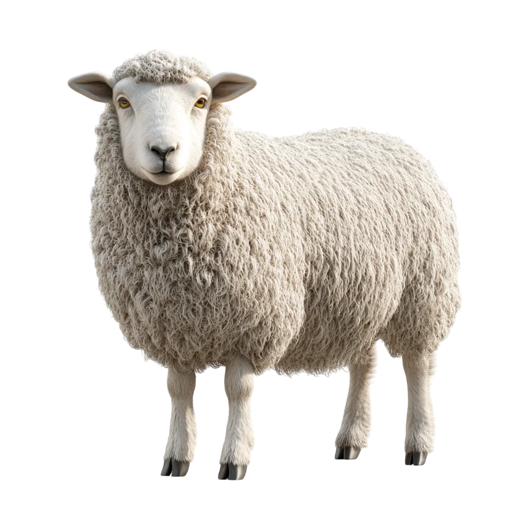 Fluffy White Farm Sheep Standing Free PNG