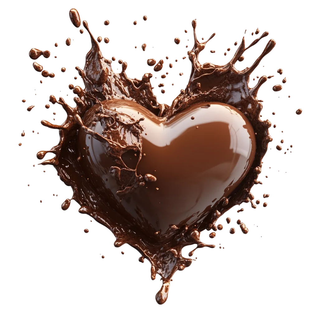 Splashing Dark Chocolate Heart Fluid Art Free PNG