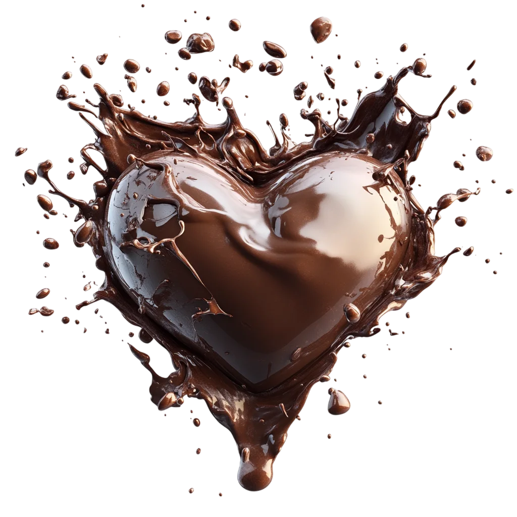 Liquid Chocolate Splash Heart Shape Free PNG