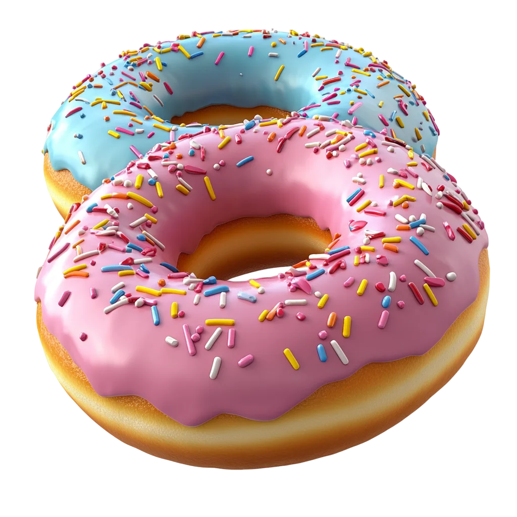 Pink and Blue Glazed Frosted Doughnuts Free PNG