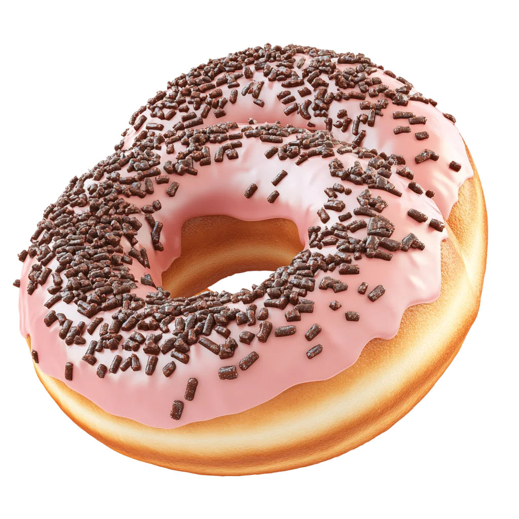 Pink Frosted Doughnut with Chocolate Sprinkles Free PNG
