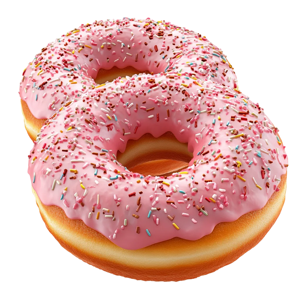Pink Glazed Doughnuts with Sprinkles Free PNG