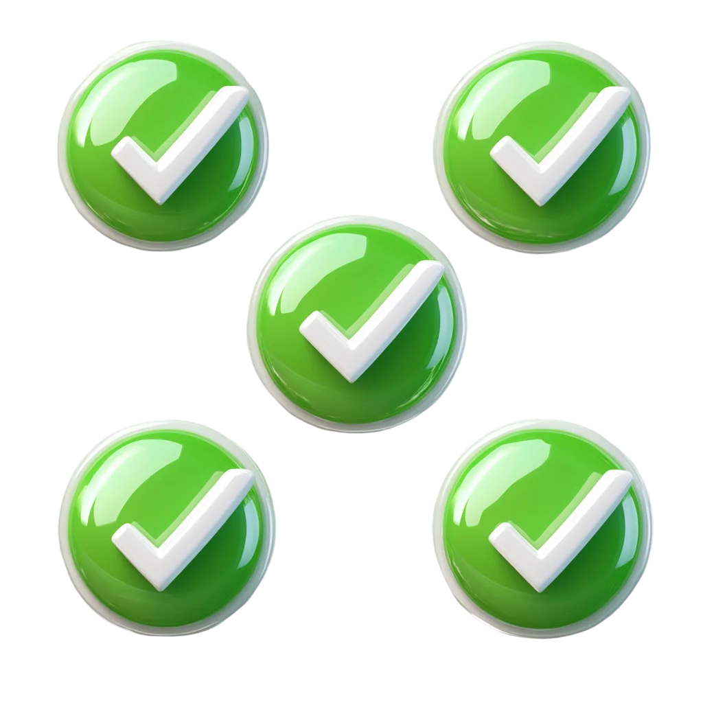 Glossy Green Check Mark Icons Set Free PNG