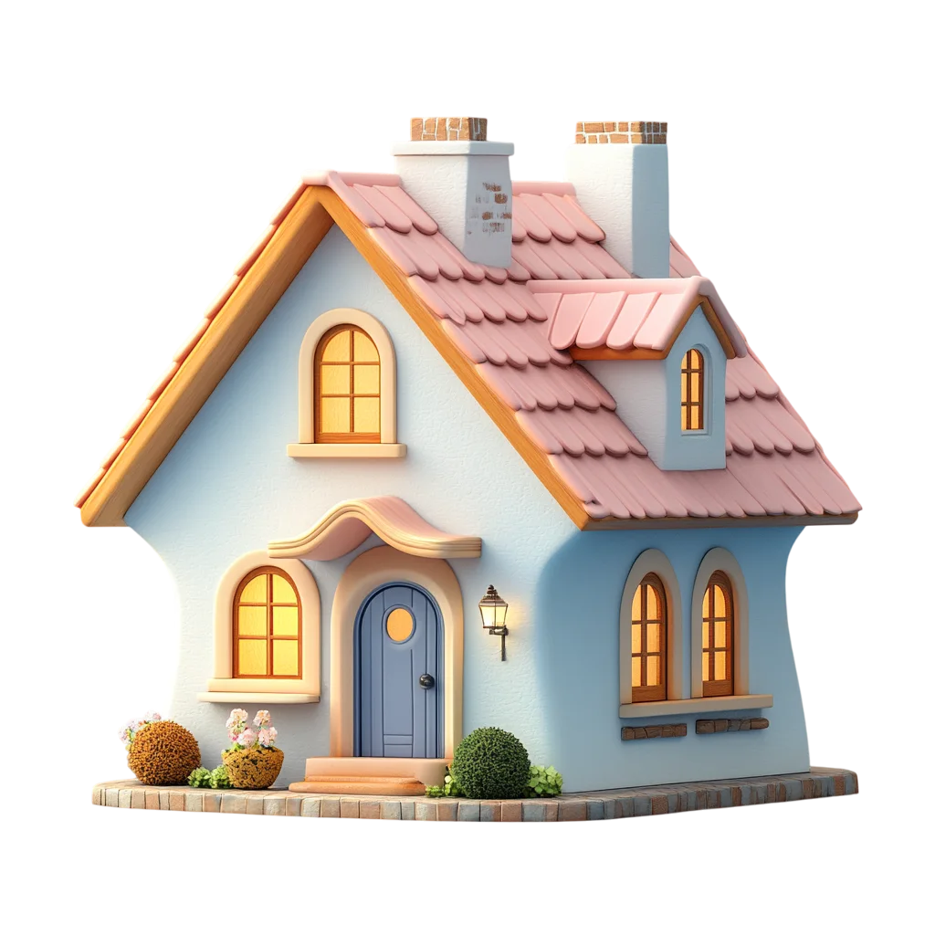 Cute 3D Cartoon Cottage House Free PNG