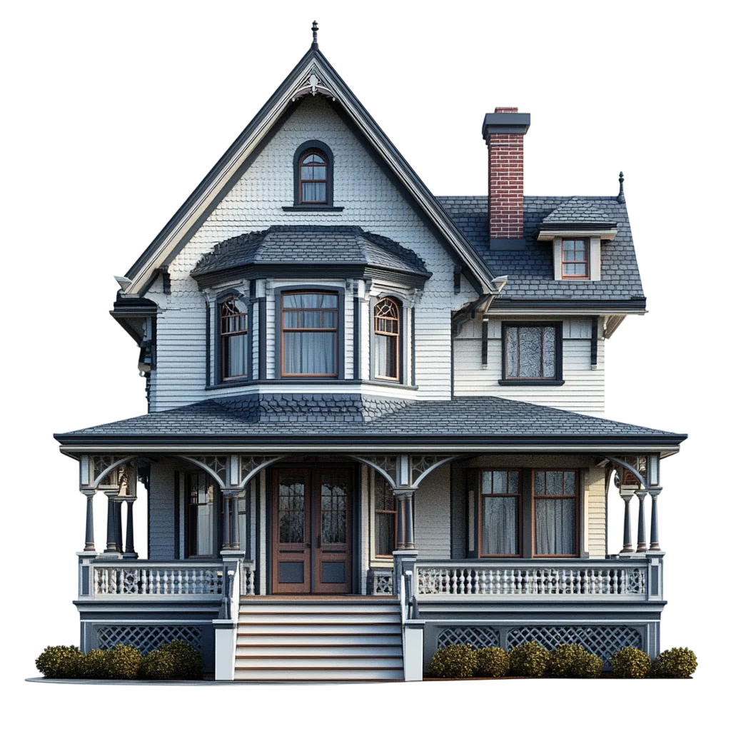 Classic American Victorian Two Story House Free PNG