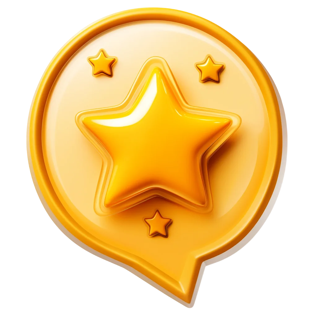 3D Golden Star Review Badge Icon Free PNG