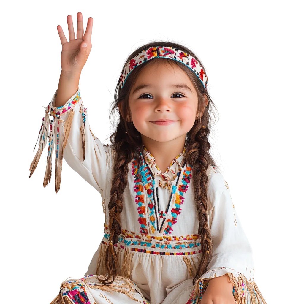 Boho Style Young Girl in Traditional Fringe Free PNG