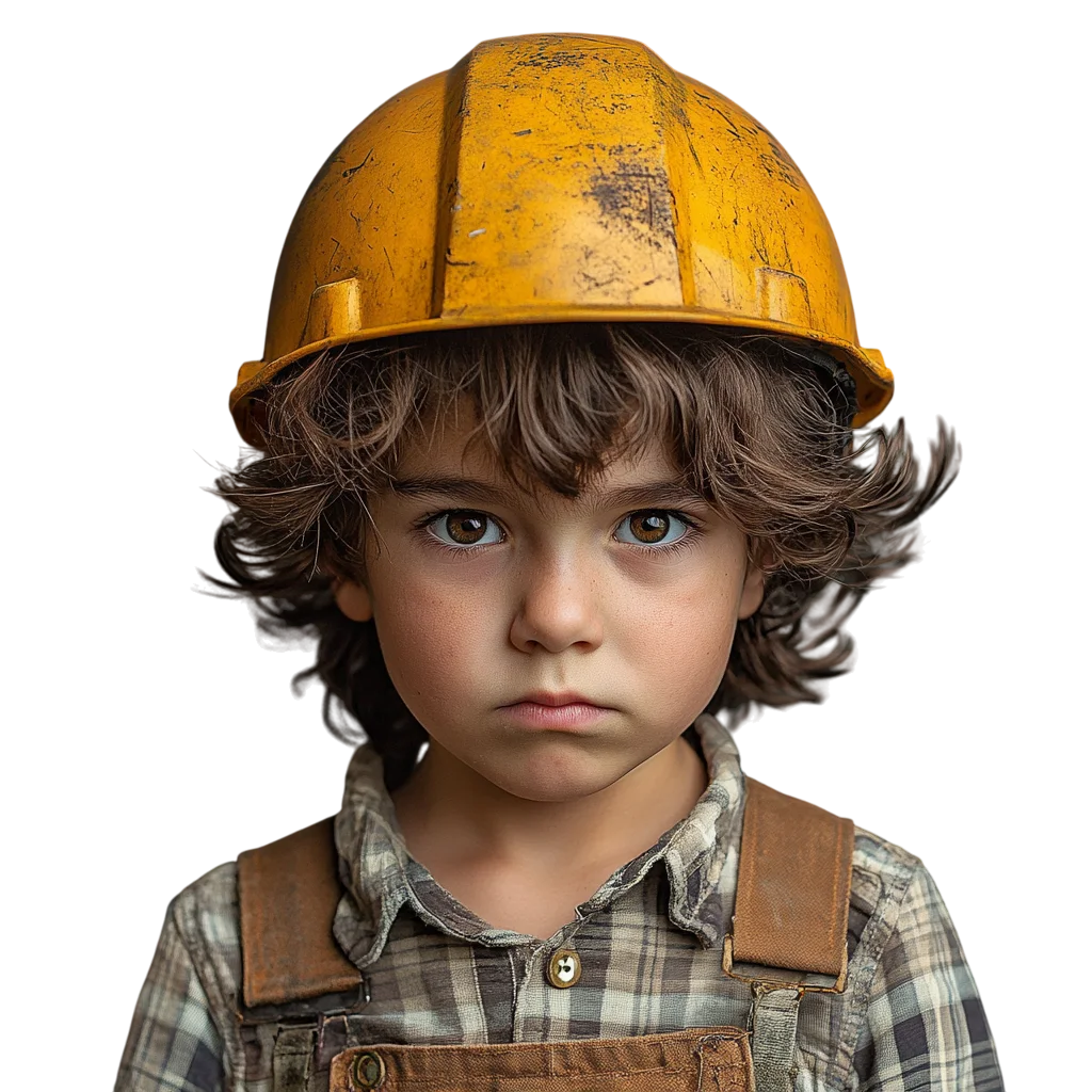 Cute Little Boy in Yellow Construction Hardhat Free PNG