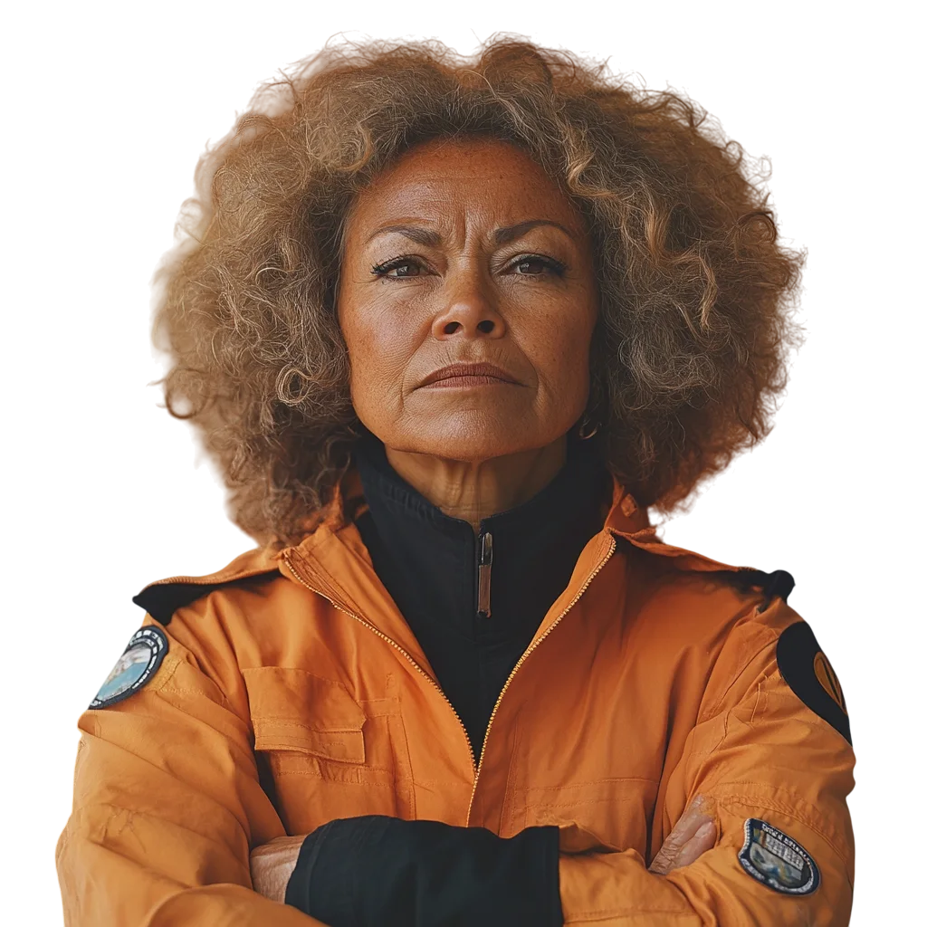 Confident Mature Woman in Orange Jacket Free PNG