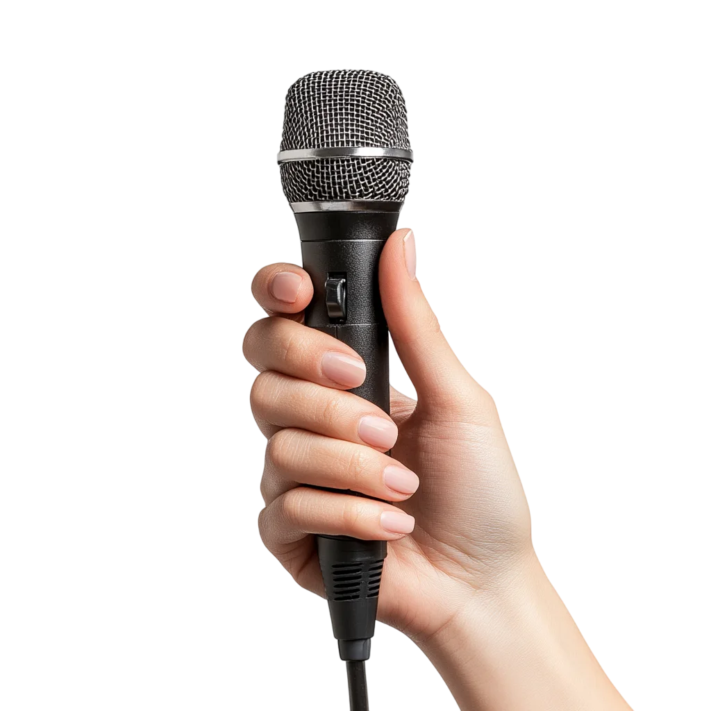 Hand Holding a Wired Microphone Free PNG