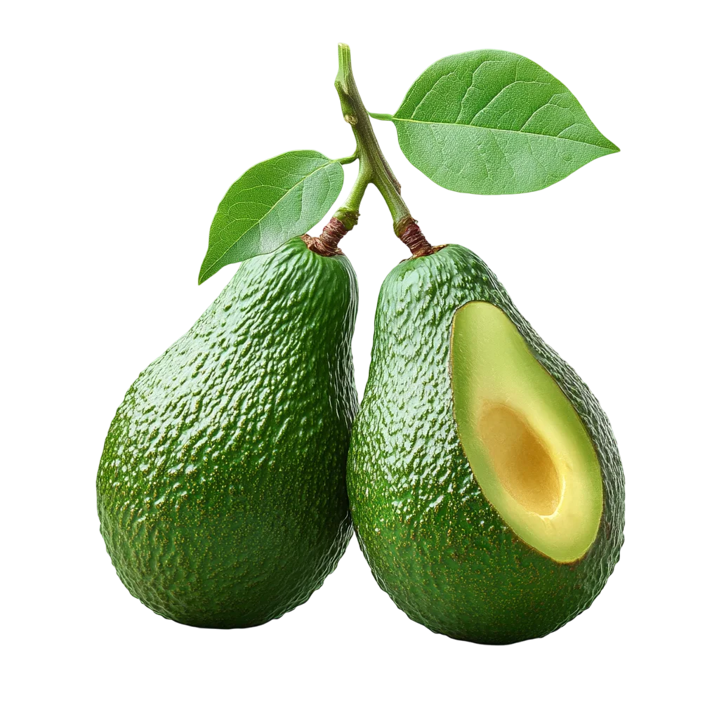 Pair of Fresh Avocados with Leaves Free PNG