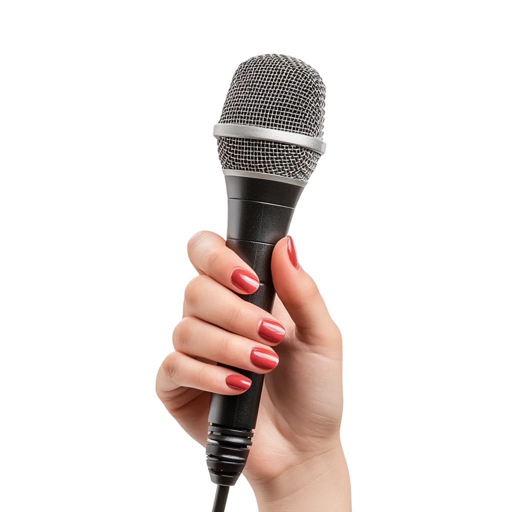 Hand Holding a Wired Microphone Free PNG
