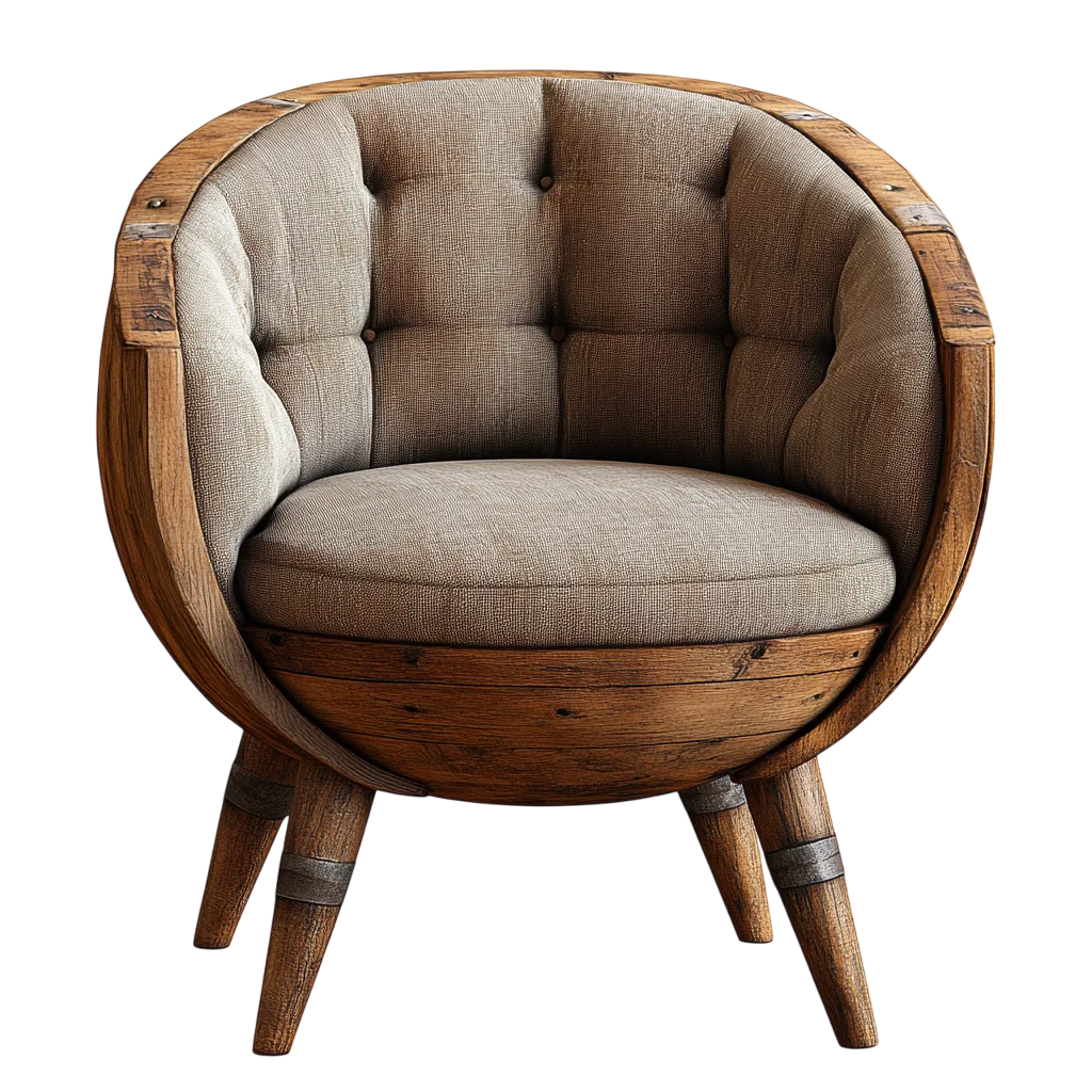 Modern Round Upholstered Accent Armchair Free PNG