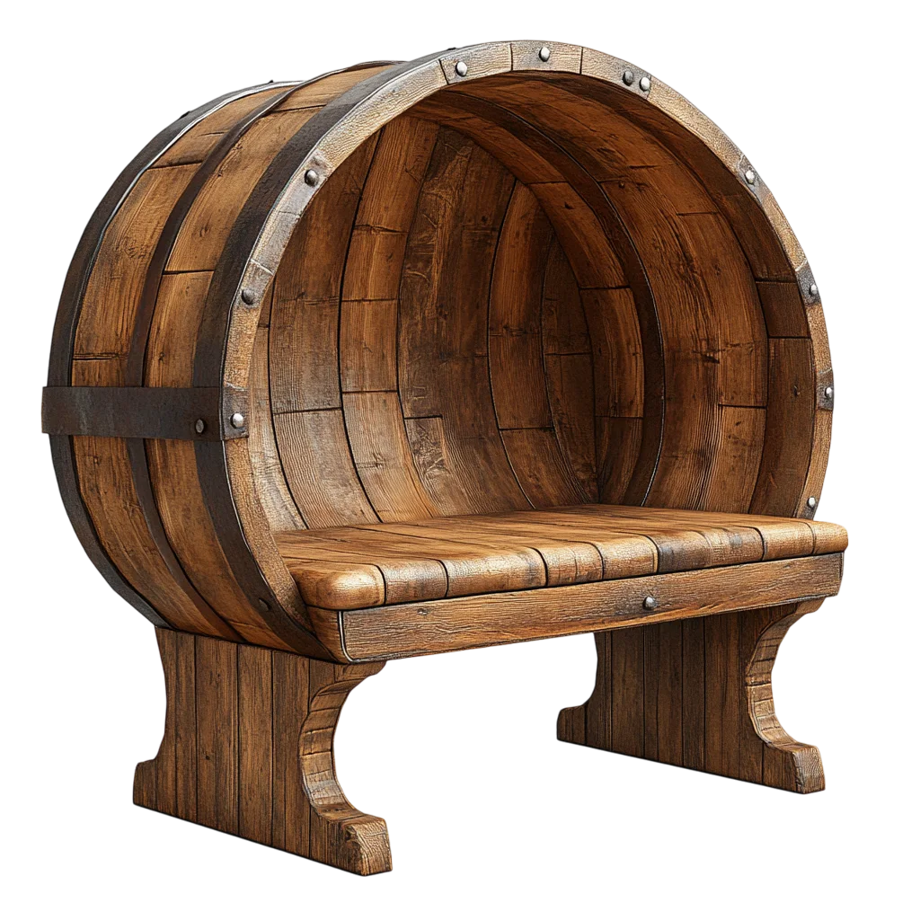 Rustic Wooden Barrel Chair Patio Furniture Free PNG