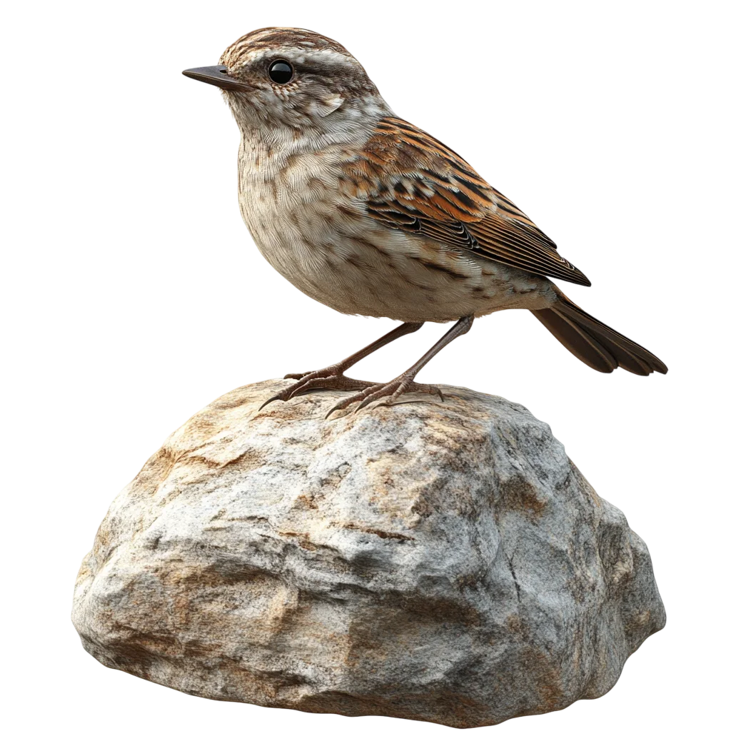 Sparrow Bird Standing on Stone Rock Free PNG