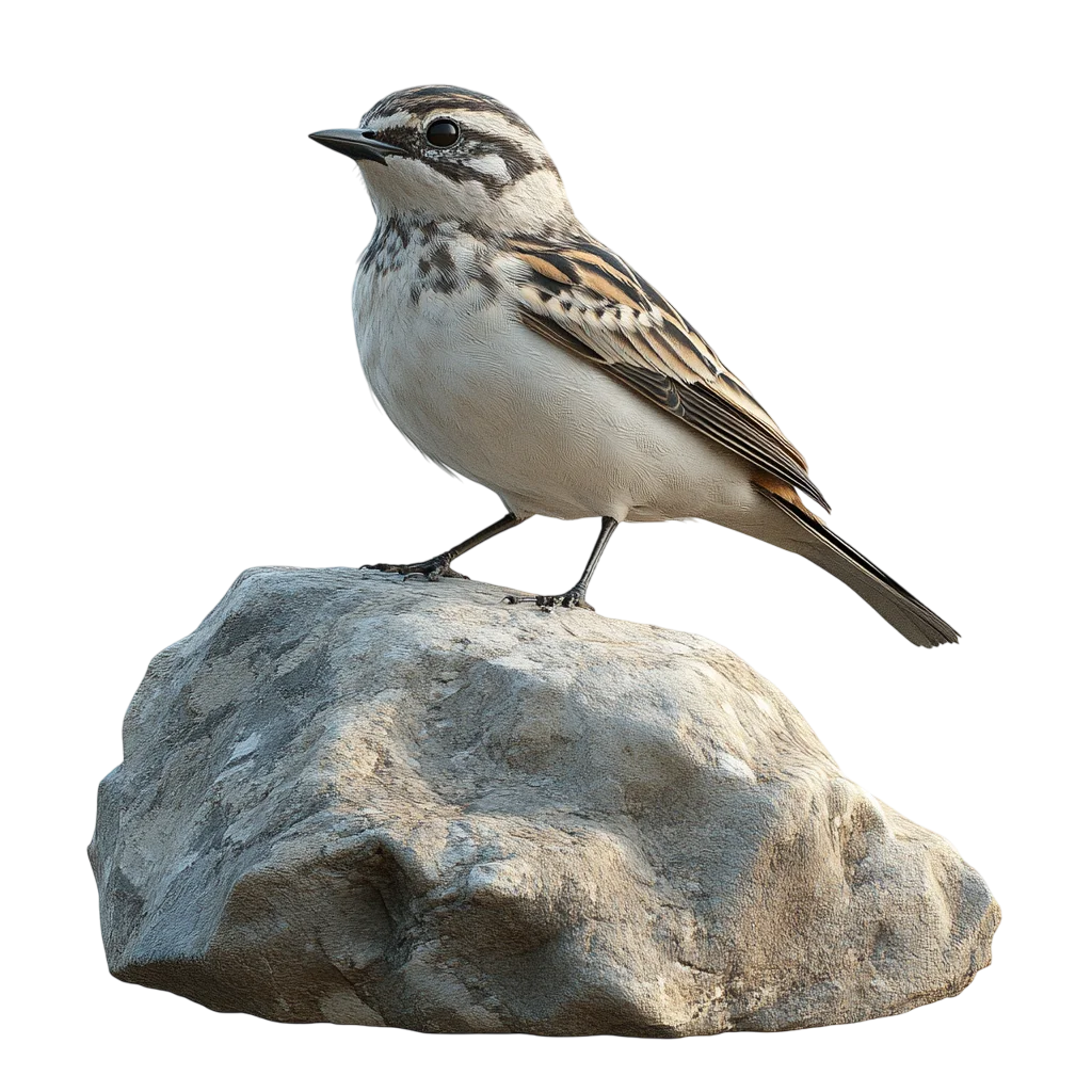 Small Brown Songbird Perched on Rock Free PNG