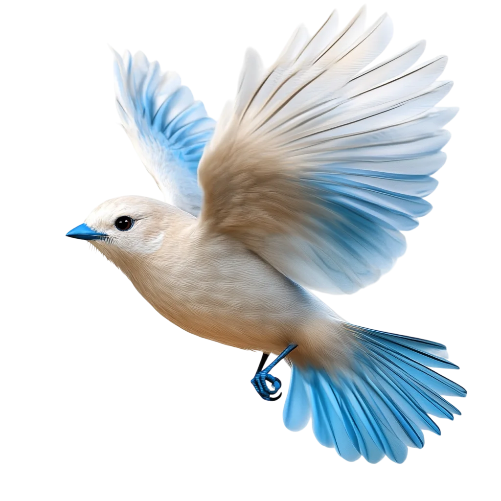 Flying Songbird with Blue Wings Outspread Free PNG