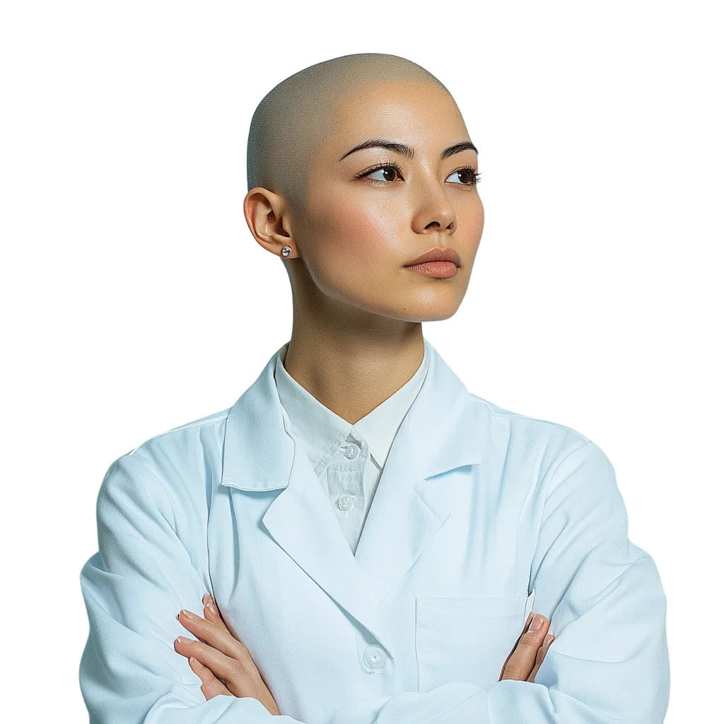Confident Bald Female Doctor in White Coat Free PNG
